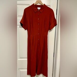 NWT Liz Claiborne Short Sleeved Midi A-Line Dress in Brandy Brown Womens Size 16